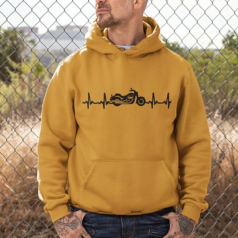 Men's Hoodie White Yellow Red Blue Green Hooded Motorcycle Pocket Print Sports & Outdoor Daily Holiday Polyester Streetwear Basic Casual Spring Fall Clothing Apparel Hoodies Sweatshirts3