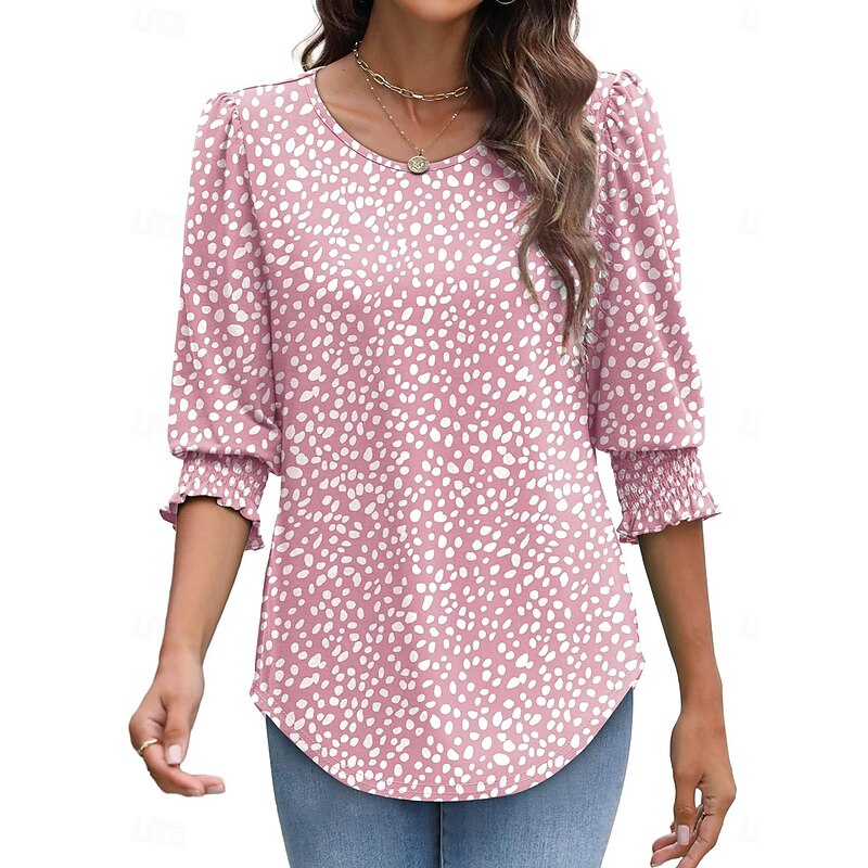 Women's Blouse Floral Leaf Tropical Stylish Casual Long Sleeve Crew Neck Regular Tops Daily Print Yellow Light Green Pink Navy Blue Blue Summer Spring Fall3