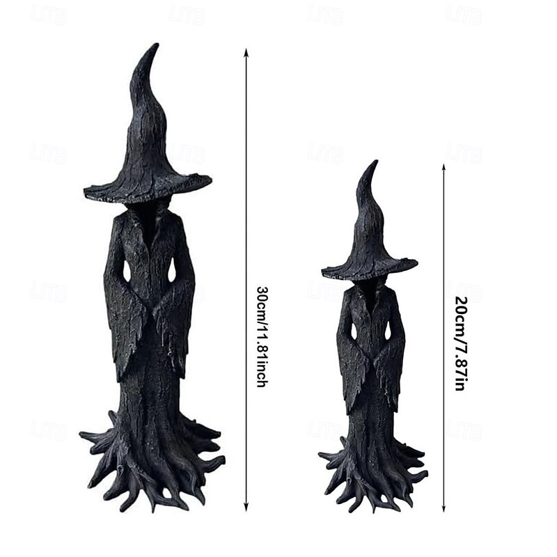 Halloween Hand Painted Enchanting Witch Statue Resin Retro Magician Mysterious Curse Figurine Desktop Festival Decorations for Home Office4