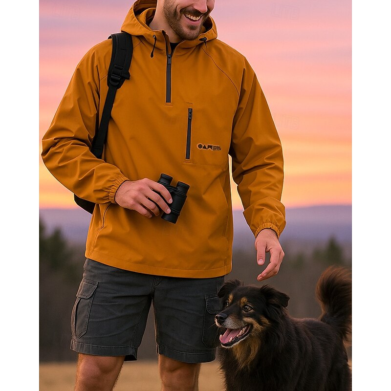 Men's Windbreaker Hiking Jacket waterproof jacket Outdoor Waterproof Windproof Hiking Outfits Hiking Clothes Spring Autumn / Fall Jacket Hunting Climbing Running Solid Color Black Purple Brown