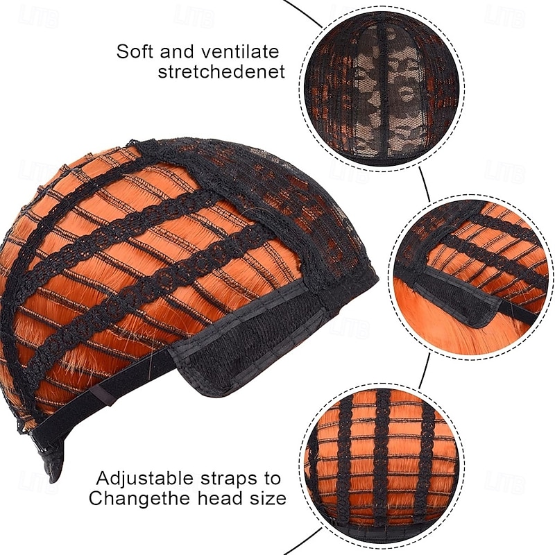 Short Bob Wigs With Bangs - Straight bob wig for women Ginger 12inch Synthetic wig Heat Resistant Fiber Hair Natural and stylish look suitable for cosplay parties4