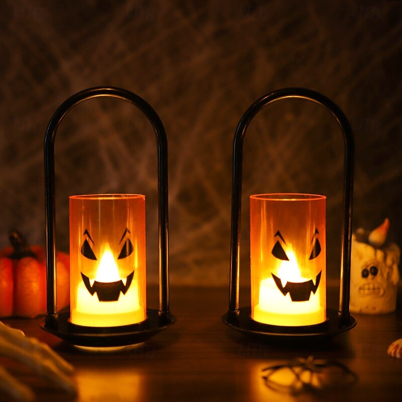 1 Pc Halloween Candle Light Pumpkin Expression Nightlight Desktop Decoration Prop Ornament Small Oil Lamp Small Nightlight4