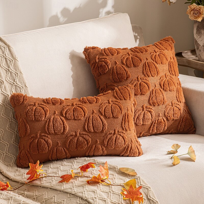 1 pcs Halloween Pillow Cover, Thanksgiving Pumpkin Casual Square Zipper Traditional Classic3