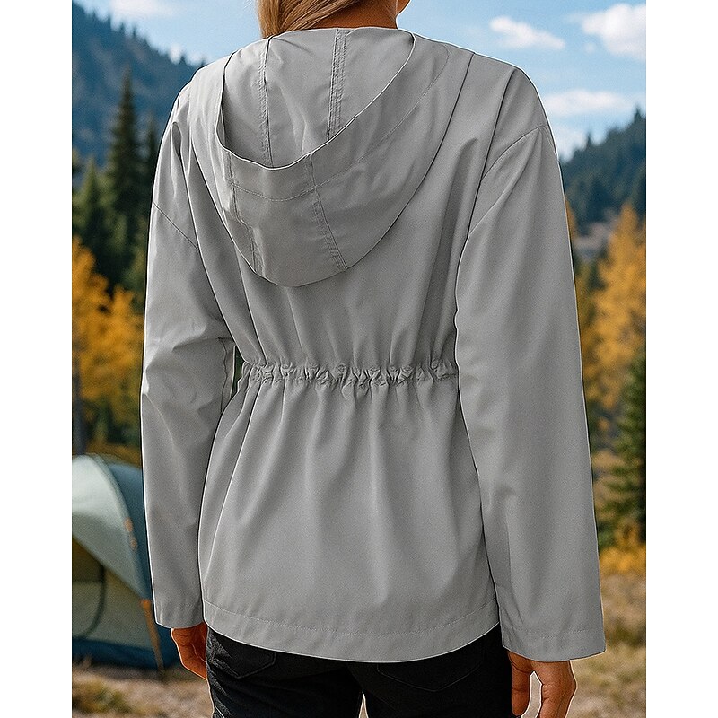 Women's Windbreaker Hiking Jacket rain coat Outdoor Waterproof Windproof Hiking Outfits Hiking Clothes Spring Autumn / Fall Top Camping / Hiking / Caving Running Solid Color Black Army Green Dark Blue2