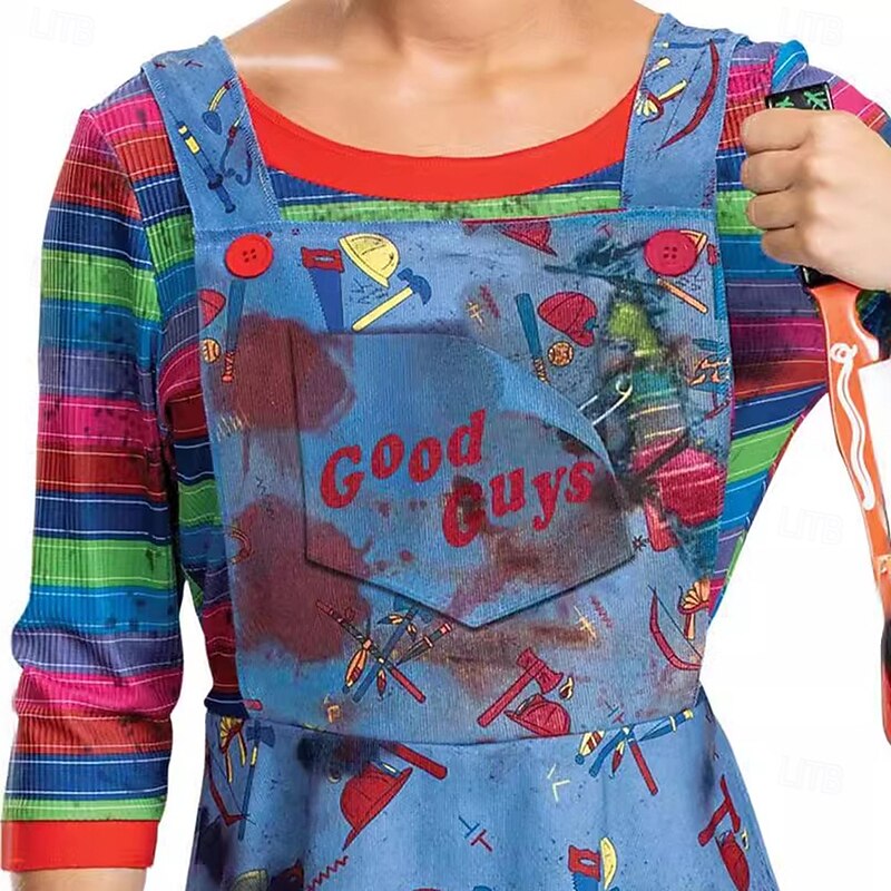 Chucky Scary Doll Halloween Dress Costume Horror Scary Costume Adults' Women's Halloween Carnival Performance Party Easy Halloween Costumes Dress Up3