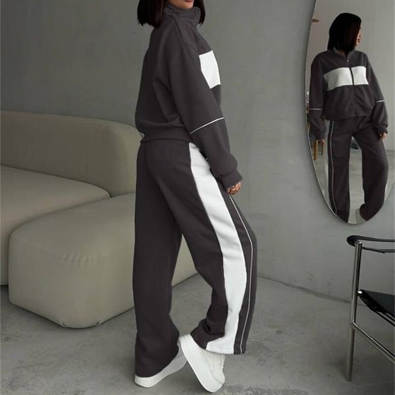 Women's Tracksuit Sweatpants Track Pants Drawstring Pocket Color Block Clothing Suit Fall & Winter Black Red Gym Training Running High Waist Windproof Lightweight Moisture Wicking Long Sleeve Sport2