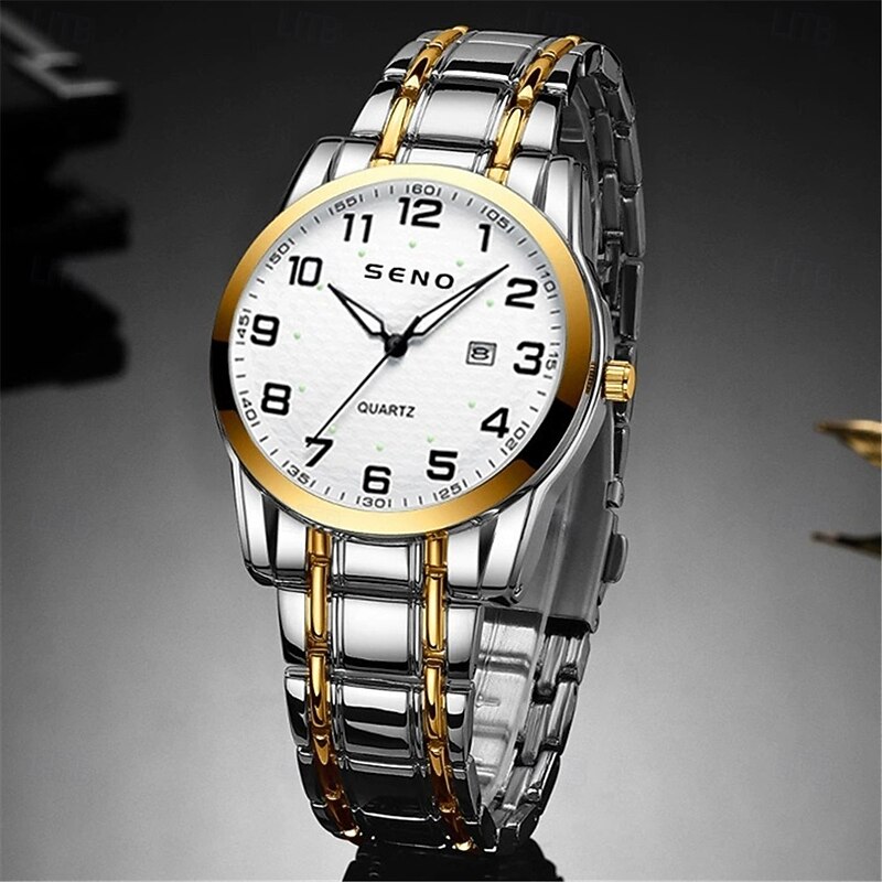 Women Men Quartz Watch Luxury Large Dial Fashion Business Luminous Calendar Waterproof Stainless Steel Strap Watch3