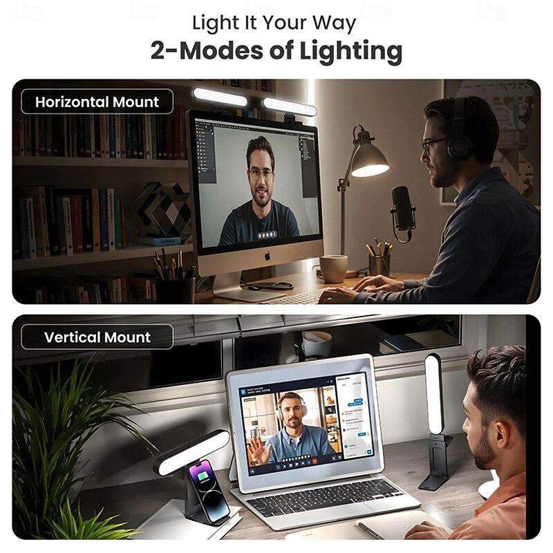 Rechargeable Clip-On Video Conferencing Light with Remote and Touch Control Adjustable 3 Lighting Modes for Zoom Calls and Video Recording4