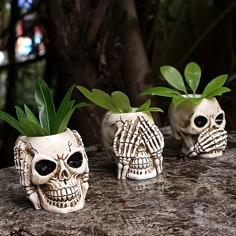 Skull Flower Pot for Garden Lawn and Gardening Outdoor Ornament Sculpture Statue2