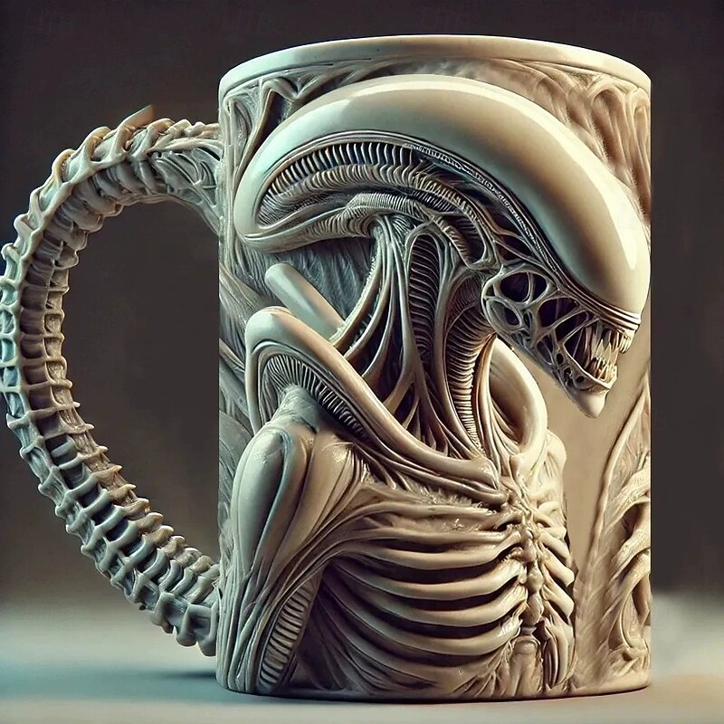 Alien Coffee Mug, Creative Horror Resin Monster Cup, Evil Creature Mug Figurine, Unique Decorative Alien Sculpture for Home or Office Display2