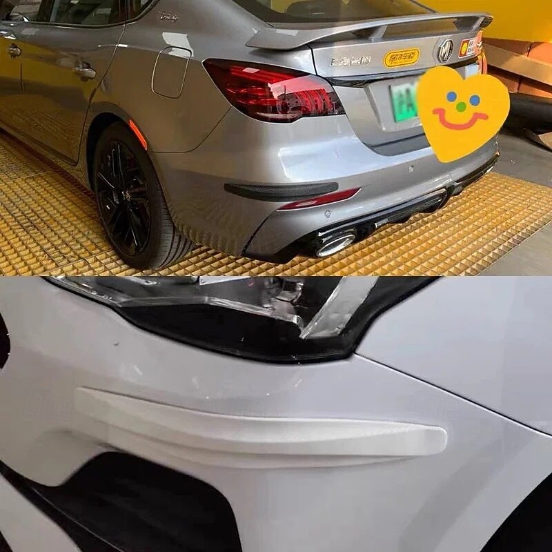 1 Pair Anti-Collision Car Bumper Protection Strips Carbon Fiber Texture Scratch Guard Wide Adhesive Strip for Front Rear Vehicle Exterior Trim4