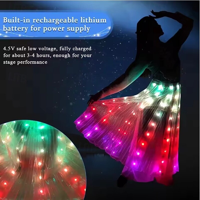 New LED Dance Skirt for Adult Belly Dance Performance Props White Light Luminous Dancewear Halloween Party Dance Stage Costumes3