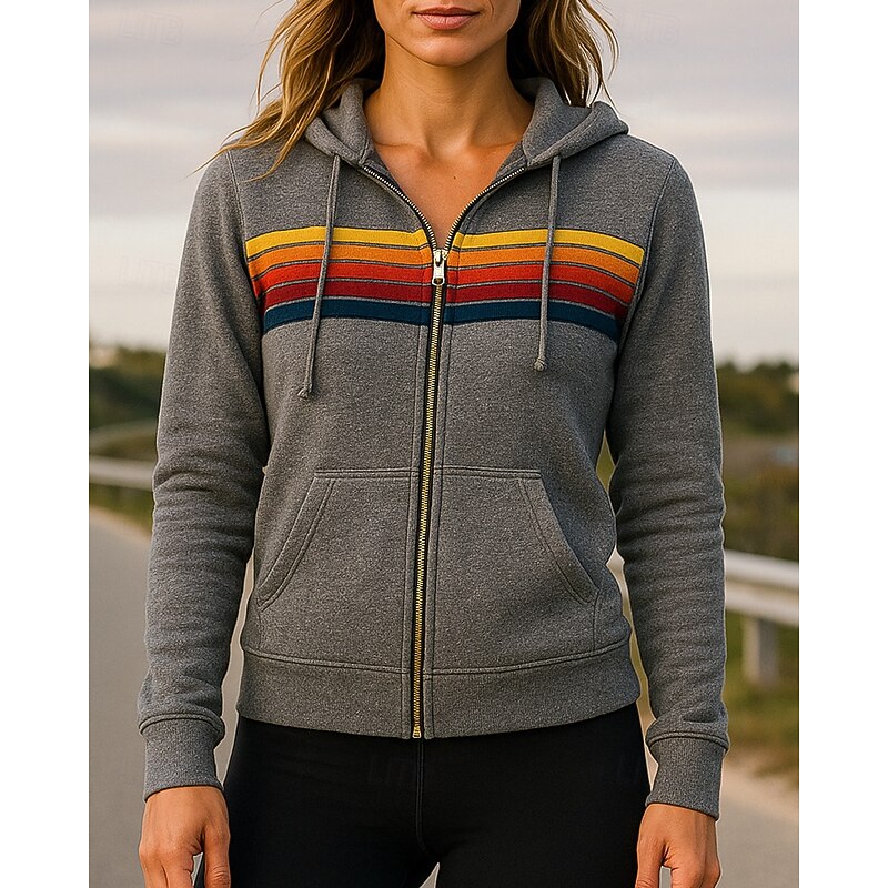 Women's Running Top Sports Sweatshirt Long Sleeve Top Athleisure Stripes Sun Protection Windproof Gym Outdoor Running Sportswear Activewear Black White Blue4