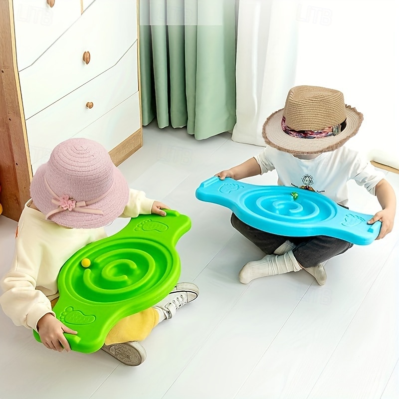 Durable Plastic Training Balance Board - Enhances Focus & Coordination Perfect for Home & Kindergarten Playtime Sensory Toys for Youngsters in Pink/Green/Blue