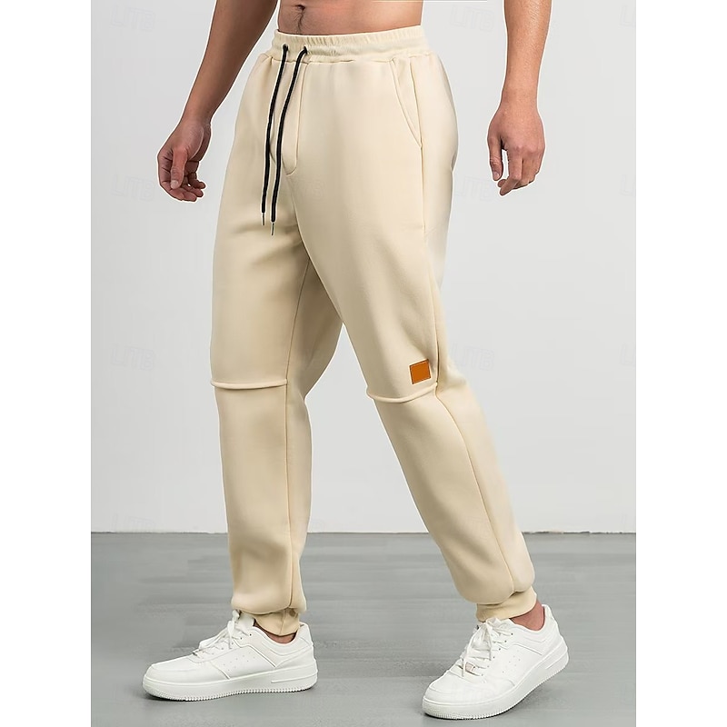 Men's Sweatpants Joggers Trousers Casual Pants Running Pants Elastic Waist Drawstring Plain Comfort Warm Full Length Outdoor Daily Gym Sports Fashion Black Blue Stretchy