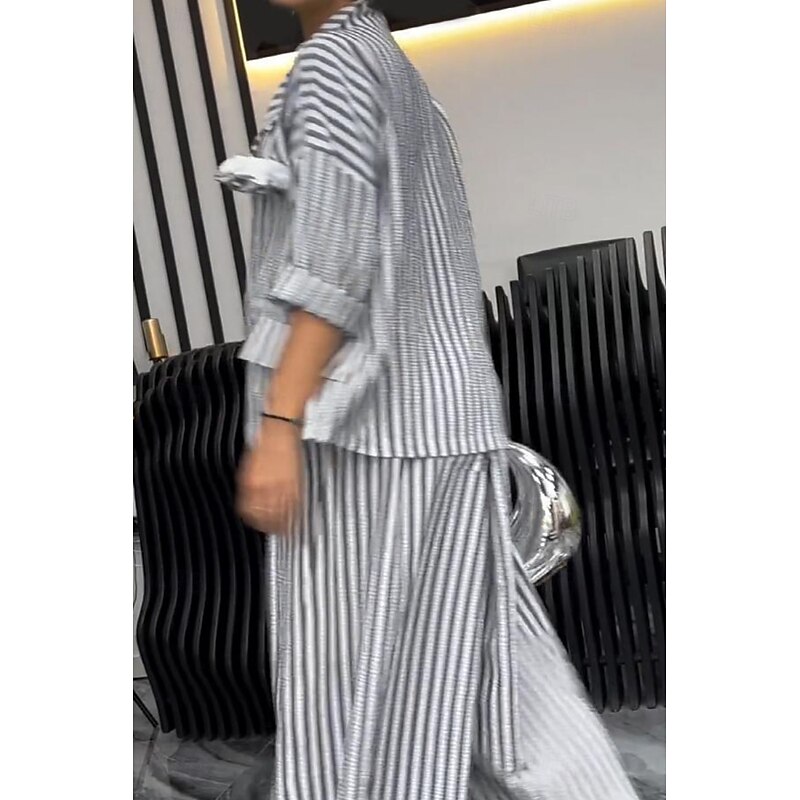 Women's Shirt Striped Stylish Casual Long Sleeve Shirt Collar Regular Tops Daily Holiday Buttons Print Yellow Red Blue Purple Green Summer Spring Fall2