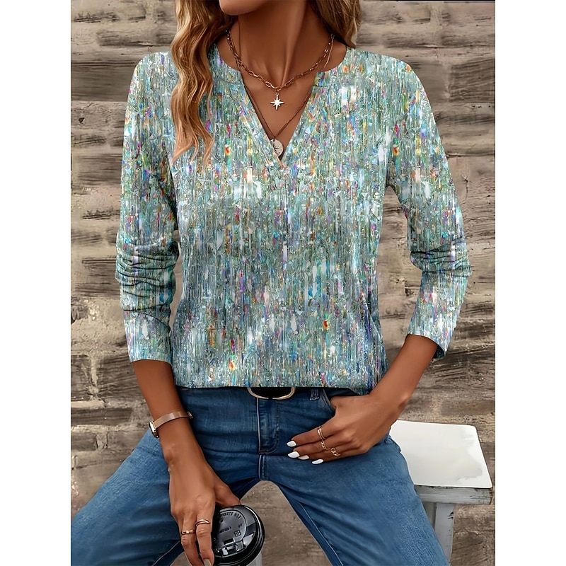 Women's Blouse Floral Retro Vintage Ethnic Long Sleeve V Neck Regular Tops Daily Holiday Print Royal Blue Blue Summer Spring Fall3