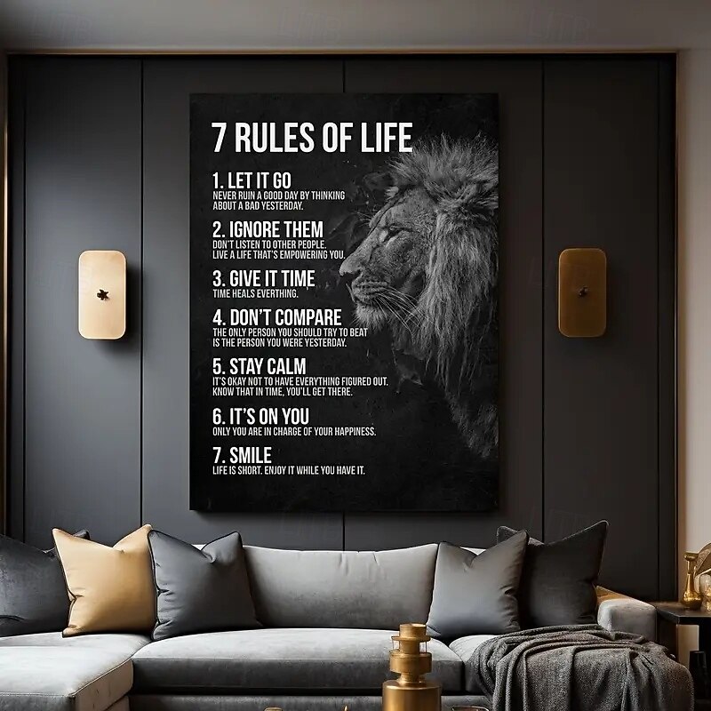1 Frameless Canvas Poster Modern Art 7 Rules Of Life Inspirational Canvas Painting Ideal Gift For Bedroom Living Room Corridor Wall Art Wall Decoration Winter Decoration Room Decoration4