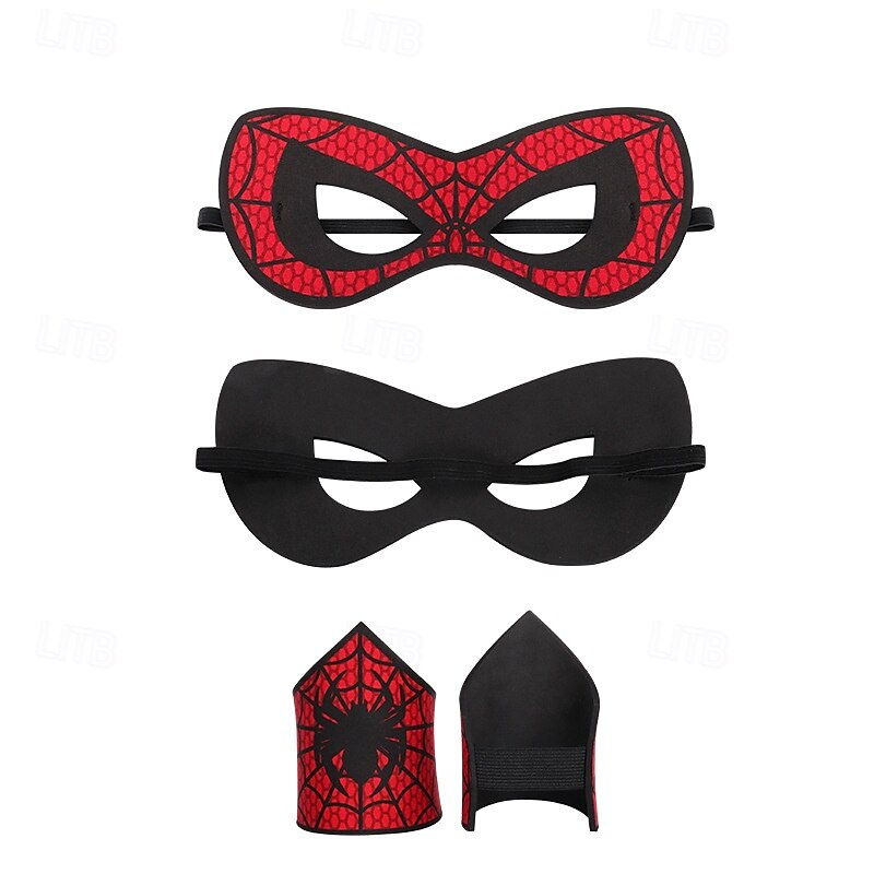 Spider Superhero Halloween Mask Arm Guards Half Face Kid's Unisex Boys' Halloween Carnival Performance Party Easy Halloween Costumes Dress Up2