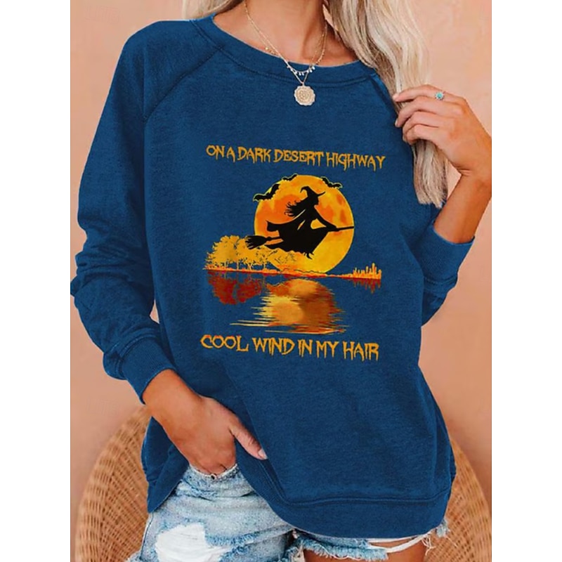 Halloween Women's Pullover Sweatshirt Fashion Casual Long Sleeve Crew Neck Regular Tops Casual Print Black Yellow Red Blue Orange Summer Spring Fall3