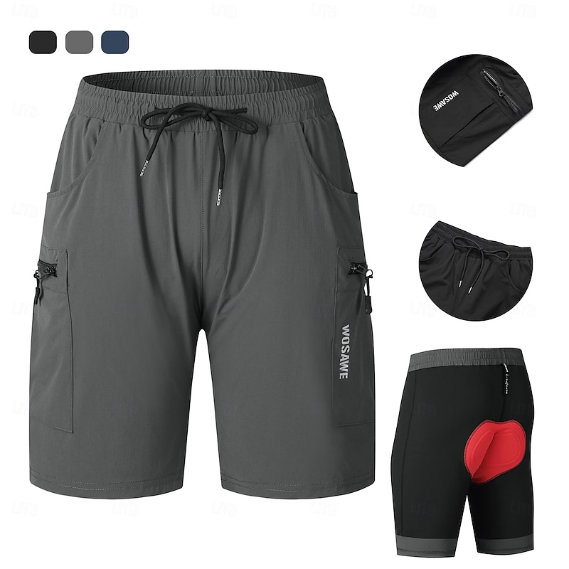 WOSAWE Summer Road Bike Speed Mountain Shorts Multi-Pocket Design Underwear One-piece Cycling Shorts BD1192