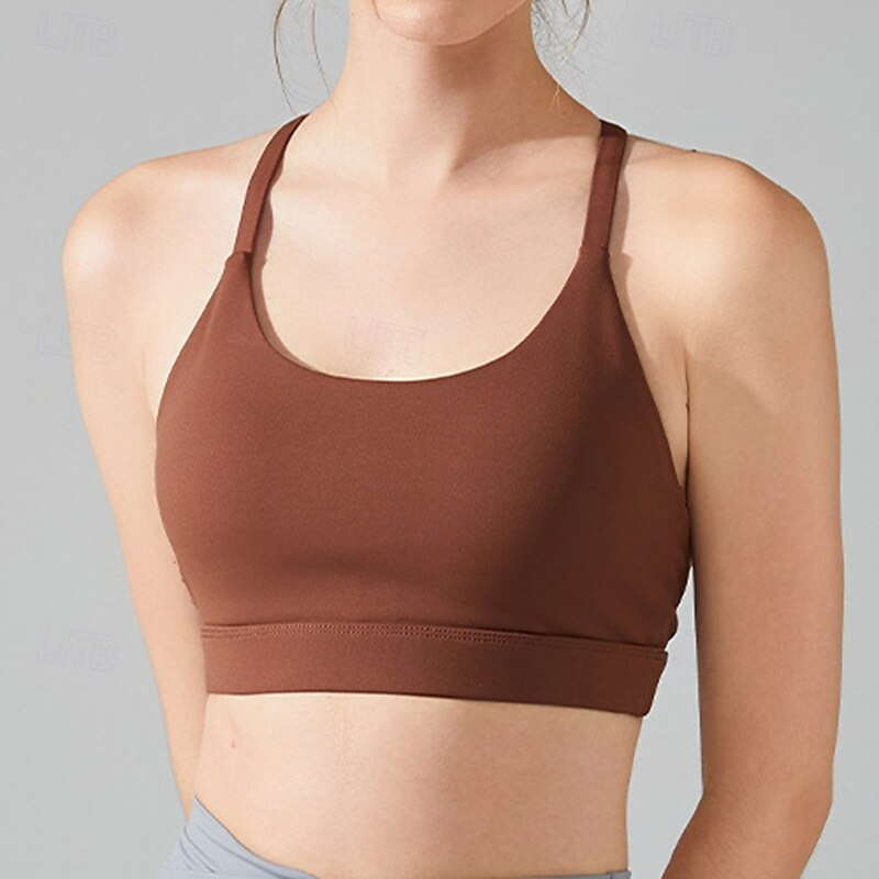 Women's Workout Tank Tops Sports Bra Underwear Quick Dry High Supports Breathable Wireless Padded Solid / Plain Color Sport Activewear Black Pink Gym Fitness Yoga2