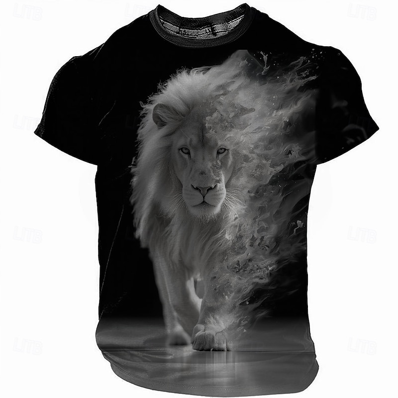 Men's Lion 3D T Shirt Short Sleeve T shirt 3D Print Crew Neck Shirt Exaggerated Designer Party Street Casual Blue Brown Gray Summer Spring All Seasons Clothing Apparel S M L XL XXL XXXL3
