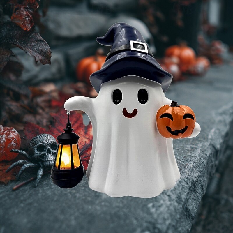 1 Pc Halloween Outdoor Solar Waterproof Ghost Lantern Indoor and Outdoor Courtyard Garden Path Terrace Restaurant Bedroom Decorative Light Landscape Light2