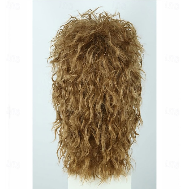 Men or Women 70s 80s Mullet Wig Rock Disco Wigs Long Curly Brown Halloween Costume Wig4