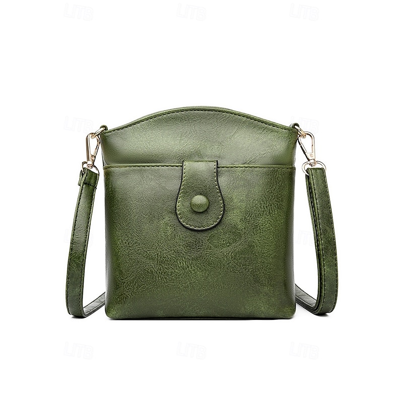 Women's Faux Leather Crossbody Bag with Multiple Compartments – Vintage Casual Shoulder Purse for Daily Commute, Shopping and Travel