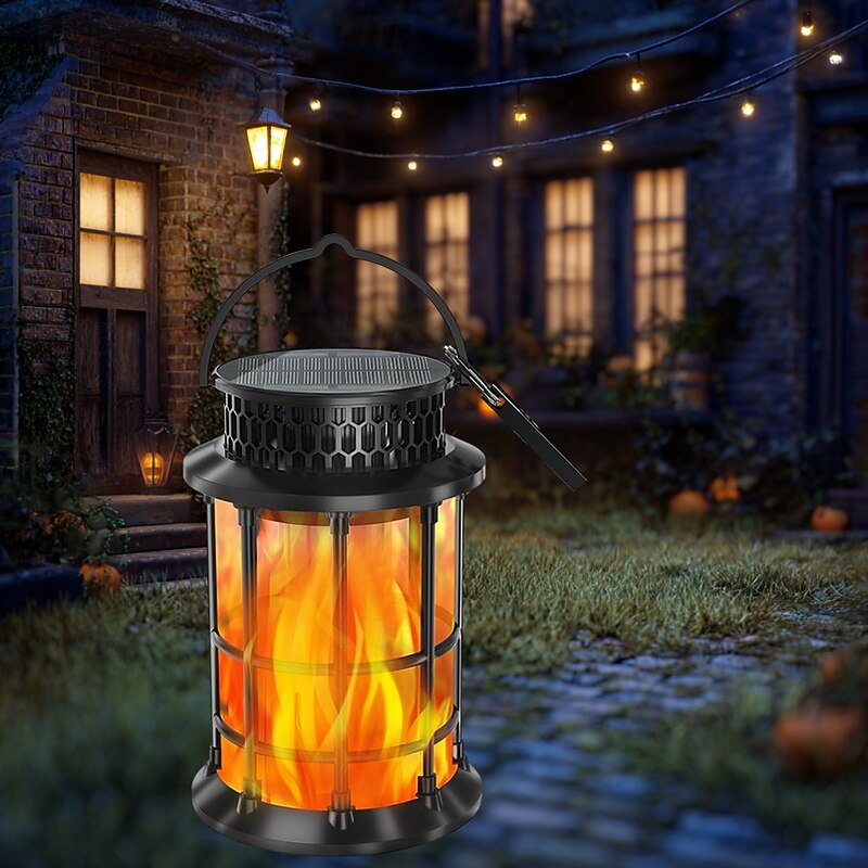 1 Pc Outdoor Waterproof Solar Flashing Flame Lantern Courtyard Garden Lawn Halloween Christmas Party Camping Decoration Light Landscape Light