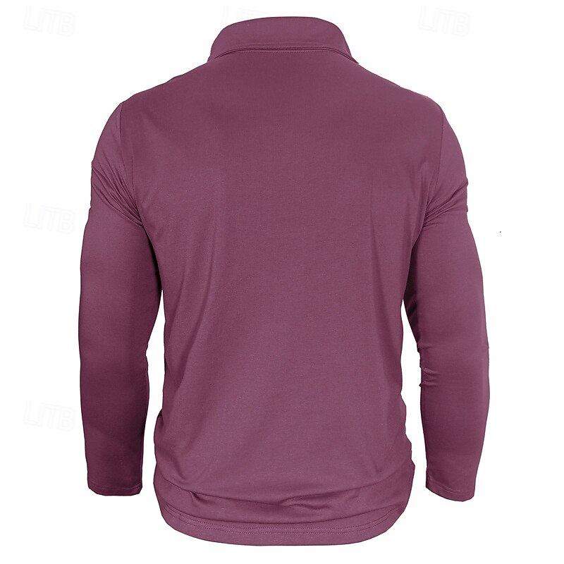 Men's Golf Shirt Golf Polos Shirts Work Casual Lapel Long Sleeve Basic Modern Plain Buttons Spring Fall Regular Fit Black Navy Blue Blue Rose Military Green Gray Golf Shirt4