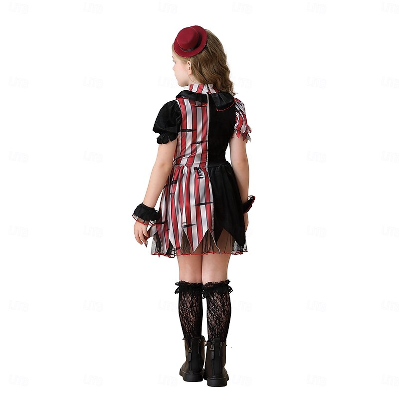 Circus Clown Halloween Dress Cute Punk & Gothic Horror Kid's Girls' Halloween Carnival Performance Party Easy Halloween Costumes Dress Up3