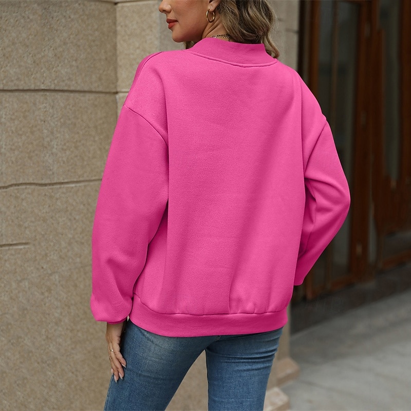 Women's Pullover Plain Streetwear Casual Comfy Long Sleeve V Neck Regular Tops Street Holiday Going out Pink Wine Gray Fall4