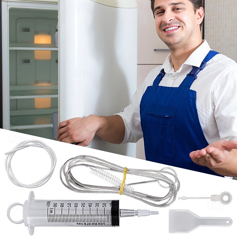 5pcs Durable Refrigerator Cleaning Kit Reusable Fridge Water Outlet And Drain Hole Dredging Tools for Fridge Debris Removal and Cleaning