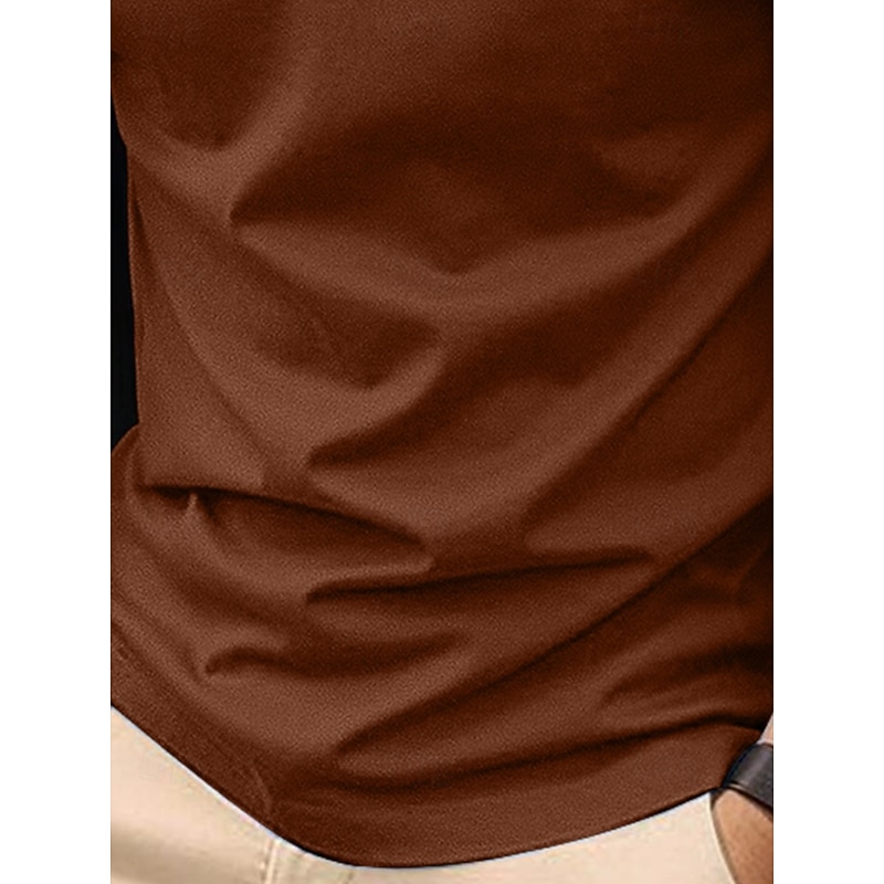 Men's Business Polo Golf Shirt Street Casual Lapel Long Sleeve Basic Modern Plain Zip Up Patchwork Spring Fall All Seasons Regular Fit Black Navy Blue Blue Brown Business Polo3