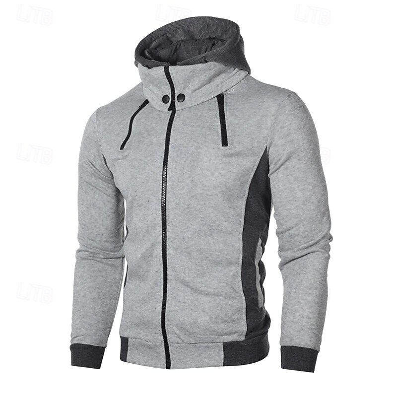 Men's Hoodie Sweatshirt Full Zip Hoodie Light Grey Dark Gray Beige Hooded Color Block Pocket Sports & Outdoor Daily Streetwear Basic Casual Workout Fall Clothing Apparel Hoodies Sweatshirts2