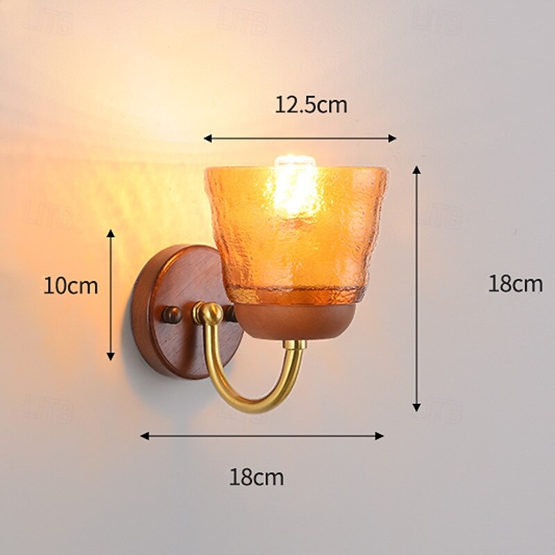 Wall Sconce, Modern Wall Light Fixtures, Farmhouse Wall Sconces with Clear Glass Shade, Wall Lights for Living Room, Bedroom, Stair, Bathroom, Hallway 110-240V4