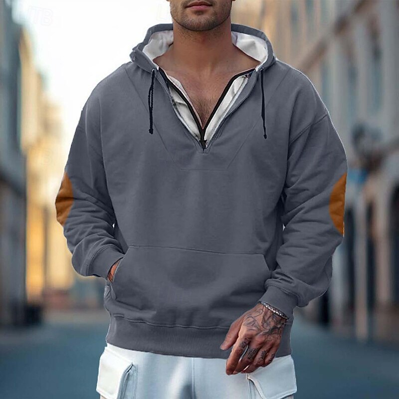 Men's Hoodie Zip Sweatshirt Black Army Green Navy Blue Gray Hooded Plain Zip Up Front Pocket Quarter Zip Tactical Sports & Outdoor Casual Streetwear Cool Sportswear Spring &  Fall Clothing Apparel2