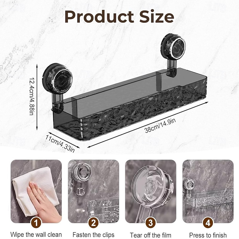 Corrugated Suction Cup Storage Holder, Light Luxury Style Punch-Free Storage Rack Movable Shower Shelf Suction Cup, No-Drill Wall-Mounted Storage Shelf2
