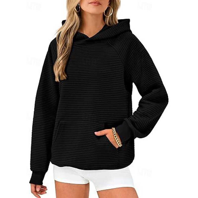 Women's Pullover Hoodie Sweatshirt Hoodies Plain Casual Long Sleeve Hooded Regular Tops Street Holiday Pocket Black Red Gray Fall Winter4