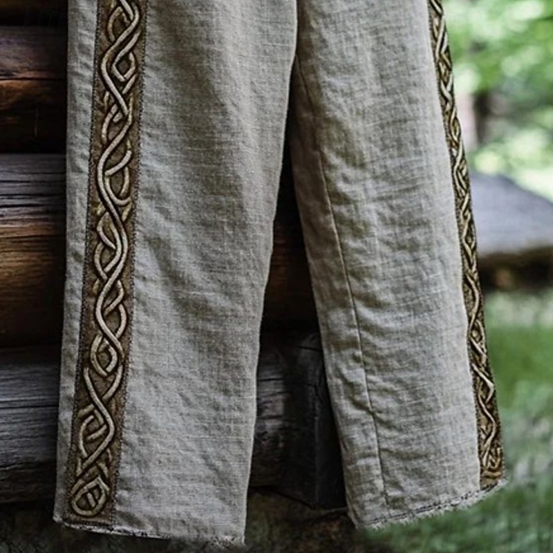 Men's Trousers Casual Pants Drawstring Pocket Elastic Waist Print Comfort Outdoor Daily Vintage Casual Gray Micro-elastic3