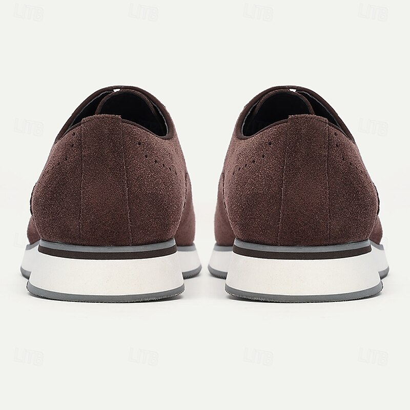 Men's Brown Leather Lace-up Sneakers with Perforated Detailing, Premium Cowhide, Versatile and Comfortable for Office Wear, Casual Wear and Weekend Adventures4