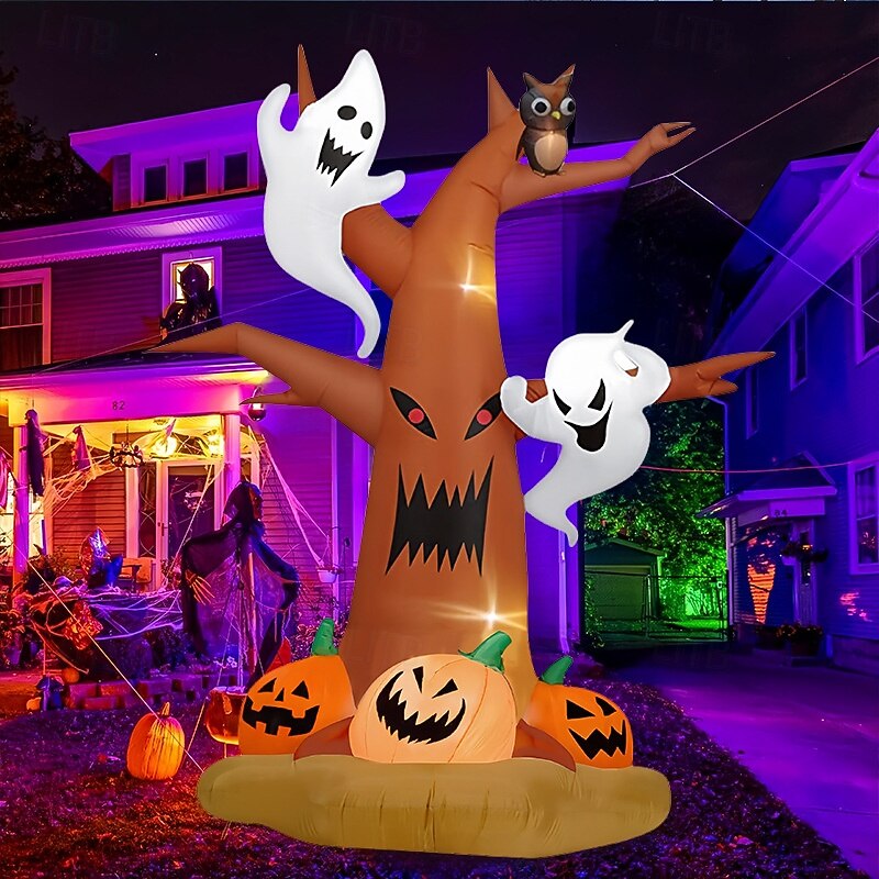 8 FT Halloween Inflatable Blow up Dead Tree W/ Pumpkins Yard Lawn Decoration4