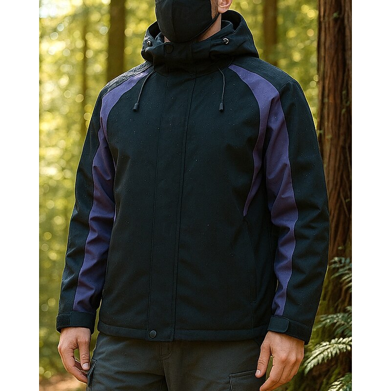 Men's Windbreaker Hiking Jacket rain coat Outdoor Waterproof Windproof Lightweight Hiking Outfits Hiking Clothes Spring Autumn / Fall Top Camping / Hiking / Caving Running Patchwork Black Red Khaki4