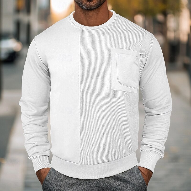 Men's Sweatshirt Black White Beige Gray Crew Neck Plain Patchwork Casual Daily Holiday Polyester Streetwear Cool Designer Fall & Winter All Seasons Clothing Apparel Hoodies Sweatshirts  Long Sleeve2