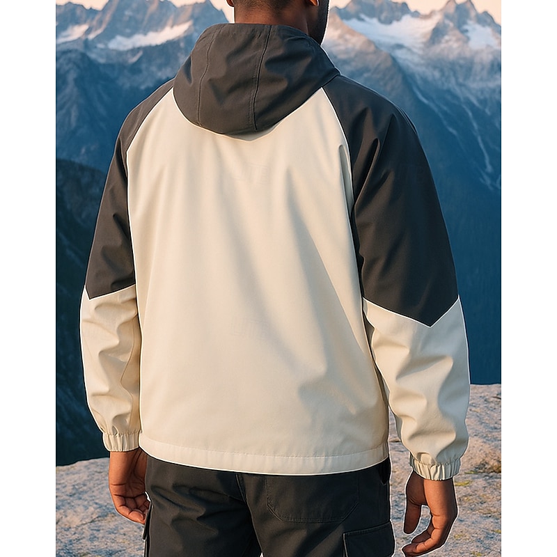 Men's Outdoor Jacket Softshell Jacket Hiking Jacket Outdoor Waterproof Windproof Hiking Outfits Hiking Clothes Spring Autumn / Fall Top Camping / Hiking / Caving Running Patchwork Dark Grey Yellow2