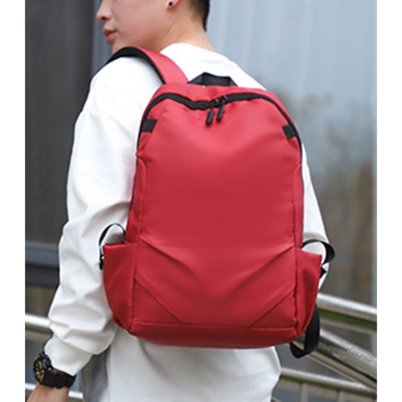 Men's Waterproof Nylon Backpack, Lightweight Large Capacity Multi-Pocket Travel and Laptop Bag for School, Work, and Outdoor Use, Available in Black, Red, Blue, and Gray3