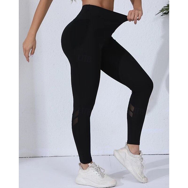 Women's Capri Leggings Yoga Leggings with Pockets Tummy Control High Waist Gym Athletic Pilates Bottoms Color Block Black Pink Fall Sports Activewear Tight Fit4