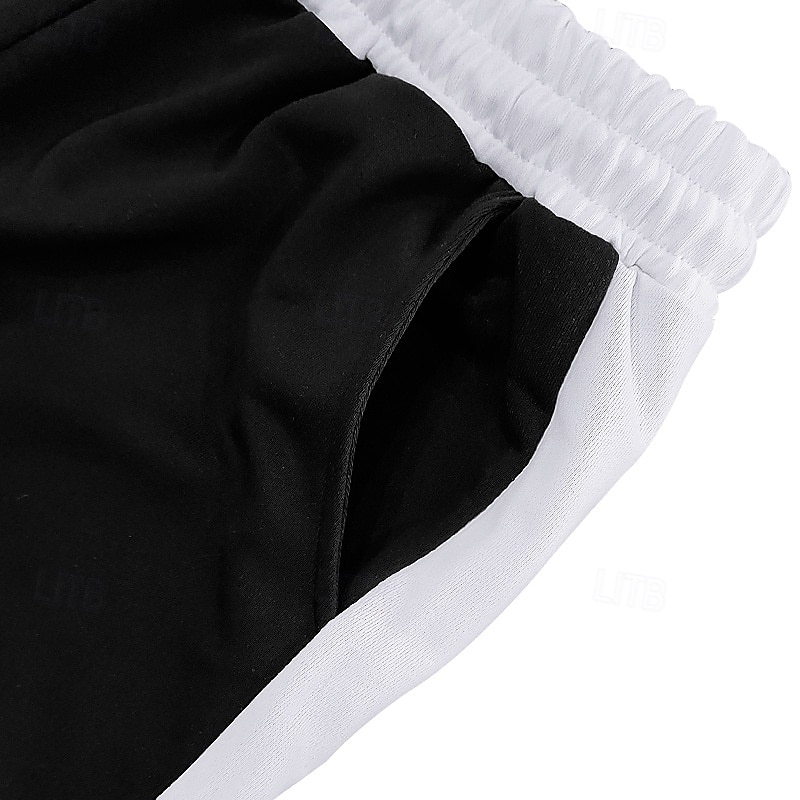 Men's Sweatpants Joggers Trousers Casual Pants Running Pants Side Stripe Elastic Waist Drawstring Plain Comfort Full Length Outdoor Casual Daily Vacation Sports Black White Inelastic4